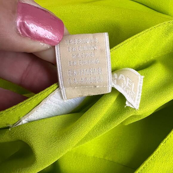 Michael Kors Sleeveless Dress Top Womens Med. Lime Green Button Down Blouse Glam - Picture 14 of 14